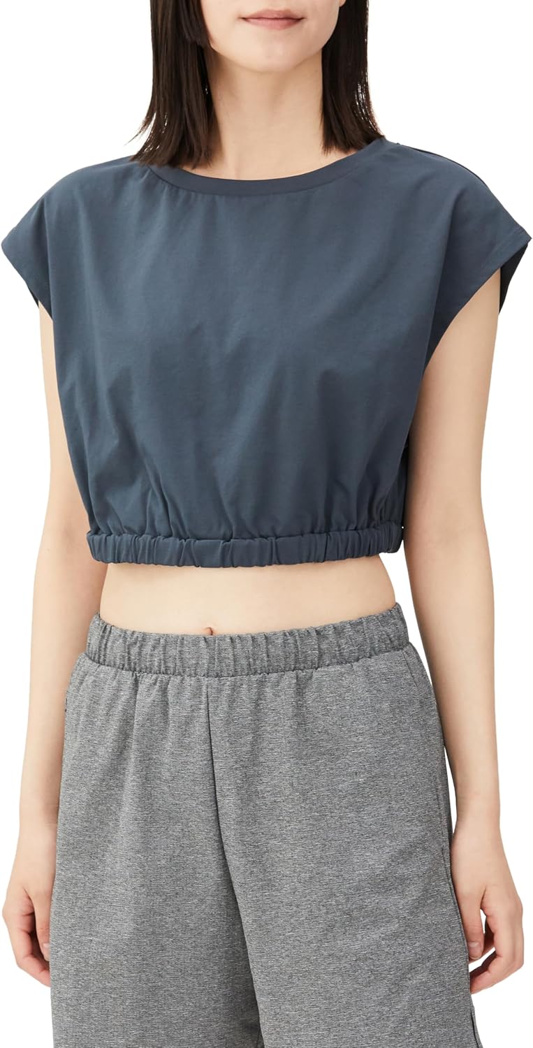 Amazon | [Danskin] BACK OPEN CROPPED TOP グレイッシュアイアン L